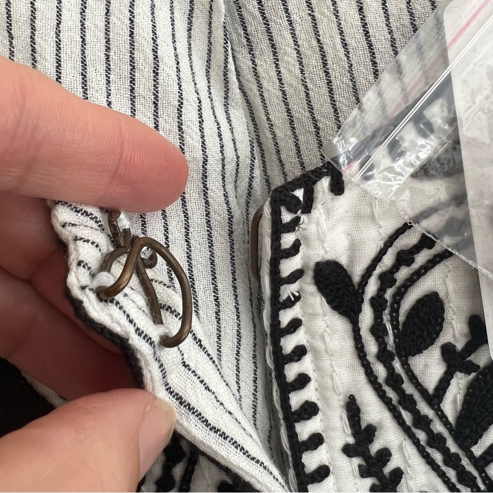 Soft Surroundings White Cropped Jacket with Black Embroidery - Picture 14 of 16